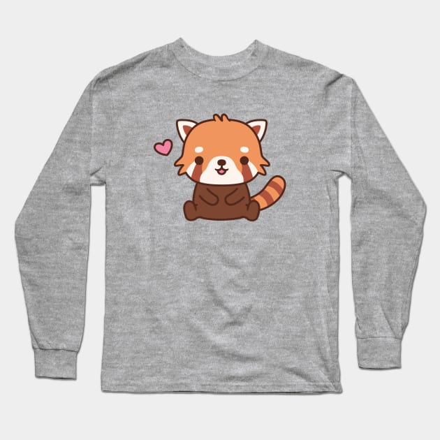 Cute Little Red Panda Long Sleeve T-Shirt by rustydoodle